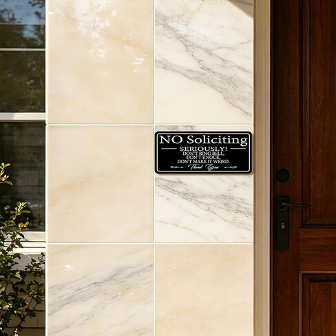 No Soliciting Sign for House /Office,No Soliciting Signs for Home,Thick Acrylic Self-Adhesive Modern Design Door Sign 9x4 inch Home Decor Go Away Sign Accessories Door Or Wall. (9 X 4 inch, in Kuwait