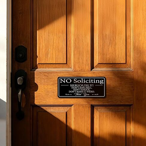 No Soliciting Sign for House /Office,No Soliciting Signs for Home,Thick Acrylic Self-Adhesive Modern Design Door Sign 9x4 inch Home Decor Go Away Sign Accessories Door Or Wall. (9 X 4 inch, in Kuwait
