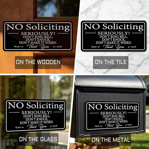 No Soliciting Sign for House /Office,No Soliciting Signs for Home,Thick Acrylic Self-Adhesive Modern Design Door Sign 9x4 inch Home Decor Go Away Sign Accessories Door Or Wall. (9 X 4 inch, in Kuwait