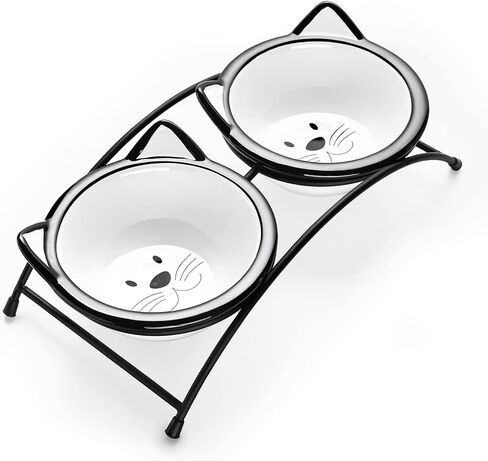 Y YHY Cat Food Bowls, 12 oz Raised Cat Bowls for Food and Water,Ceramic Elevated Pet Dishes Bowls with Stand, Cats and Small Dogs, Dishwasher Safe in Kuwait
