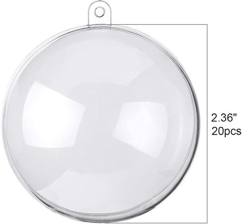 Fillable Plastic Decorative Balls - 20PCS (2.36"/60mm), DIY Christmas Tree Decoration Balls, Clear Transparent Ball Decoration Balls in Kuwait