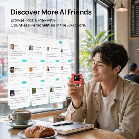 AIPI Lite AI Robot Companion, Custom Character, Voice Cloning, Knowledge Base Support, ChatGPT Powered AI Desk Robot (Red) in Kuwait