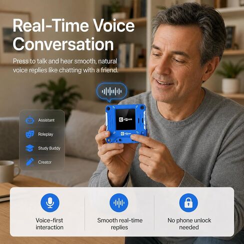 AIPI-Lite AI Companion Robot, Interactive Talking AI Robot, ChatGPT Powered, Voice Cloning, Memory Storage, Portable Emo Robot with Battery for Emotional Support in Kuwait