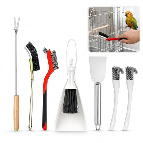 Bird Cage Cleaner Parakeet Cage Accessories Cleaning Brush Tool Set, Bird Poop Remover Cleaning Tools Set for Bird Cages, Rabbit Cages, Hamster Cages and Parrot Cages Accessories in Saudi Arabia