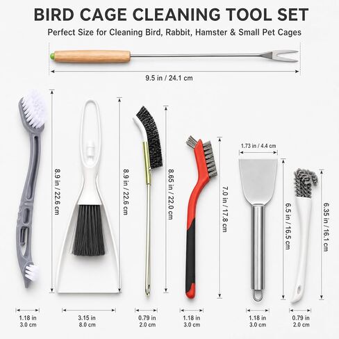 Bird Cage Cleaner Parakeet Cage Accessories Cleaning Brush Tool Set, Bird Poop Remover Cleaning Tools Set for Bird Cages, Rabbit Cages, Hamster Cages and Parrot Cages Accessories in Saudi Arabia