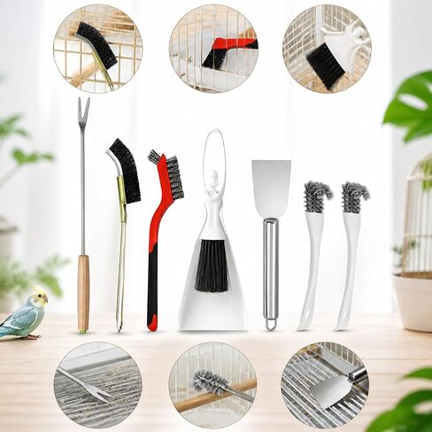 Bird Cage Cleaner Parakeet Cage Accessories Cleaning Brush Tool Set, Bird Poop Remover Cleaning Tools Set for Bird Cages, Rabbit Cages, Hamster Cages and Parrot Cages Accessories in Saudi Arabia