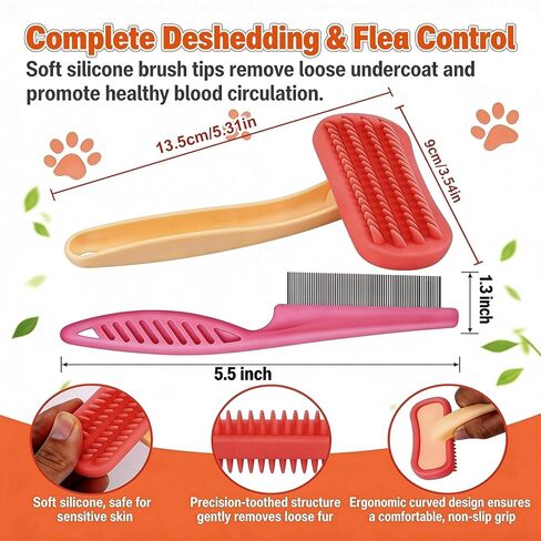 2pcs Rabbit Brush, Bunny Brush, Small Animal Grooming Comb, Removes Loose Fur, Detangles & Massages for Rabbits, Chinchillas, Puppies & Kittens During Shedding and Bath Time in Kuwait