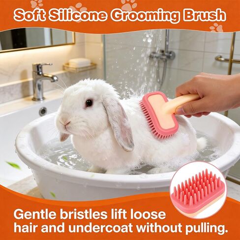 2pcs Rabbit Brush, Bunny Brush, Small Animal Grooming Comb, Removes Loose Fur, Detangles & Massages for Rabbits, Chinchillas, Puppies & Kittens During Shedding and Bath Time in Kuwait