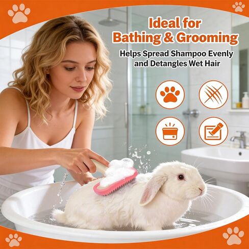 2pcs Rabbit Brush, Bunny Brush, Small Animal Grooming Comb, Removes Loose Fur, Detangles & Massages for Rabbits, Chinchillas, Puppies & Kittens During Shedding and Bath Time in Kuwait