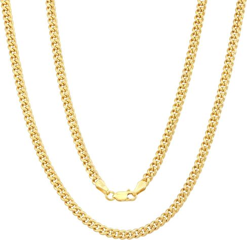 JEWELHEART 14K Gold Miami Cuban Link Chain Men - 1.85mm 2.15mm 2.85mm 3.85mm 4.4mm 5.35mm Diamond Cut Thick Cuban Curb Chain - Real Gold Necklaces For Women 16" 18" 20" 22" 24" in Kuwait
