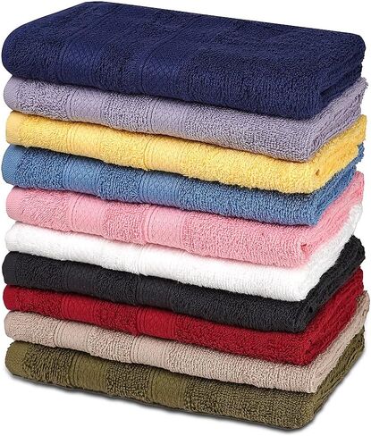 Classic Multicolored Large Washcloths - 100% Cotton (12x12 Inches, Pack of 24, Assorted) Highly, Quick Dry for Bathroom, Pool, Gym, Spa and Hotel Use in Kuwait