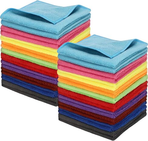 40 Pcs Wash Cloth Bulk Cotton Bath Hand Face Washcloths Soft Quick Drying Towel for Baby Kids Women Bathroom Washing Body Viscose Fiber Multipurpose Fingertip Rags (Bright Color,10 x 10 Inch) in Kuwait