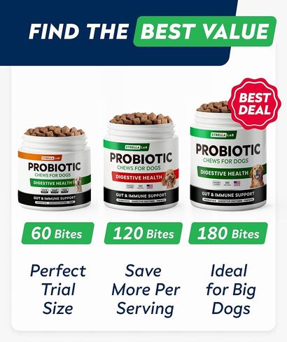 STRELLALAB Dog Probiotics Chews for Digestive Health & Gut Support in Saudi Arabia