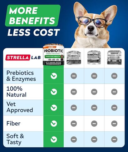 STRELLALAB Dog Probiotics Chews for Digestive Health & Gut Support in Saudi Arabia