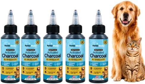 Activated Charcoal for Dogs, Cats & Puppies – Emergency Pet First Aid Gel for Accidental Ingestion, Beef-Flavored Digestive Paste, Veterinarian-Developed, Made in USA, 60 mL in Kuwait