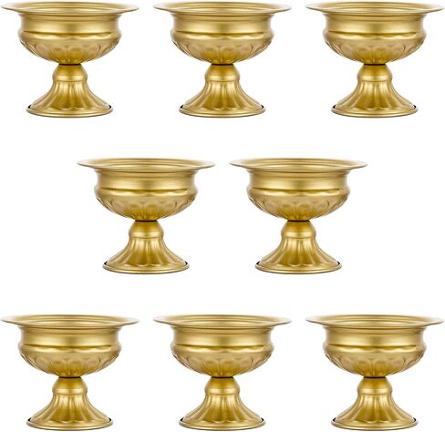 QUTUNI 8Pcs Metal Flower Vase, 4.72in Height Gold Wedding Centerpiece Indoor Table Decoration Centrepiece Flower Arrangement Planter for Birthday Wedding Home Decoration in Kuwait