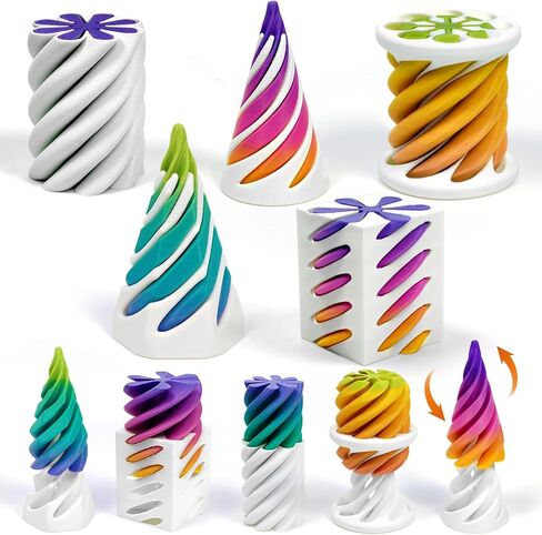 5 Pack Impossible Passthrough Fidget Toy, 3D Printed Impossible Cone, Rainbow Gradient Colors with White Base, 3D Printed Stress-Relief Toys for Adults in Saudi Arabia