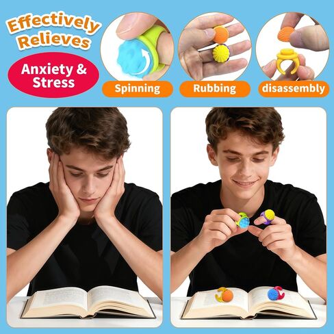 18Pcs Finger Spinner Rings, Fidget Toys, Textured Silicone, Wearable Toys for Adults Office Desk, Christmas Stocking Stuffers, Party Favors in Saudi Arabia