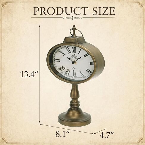 NIKKY HOME Antique Mantel Clock, Gold Retro Desk Clock Silent-Non-Ticking Battery Operated Decorative Desk Table Clock for Home, Office, Living Room, Bed Room in Kuwait