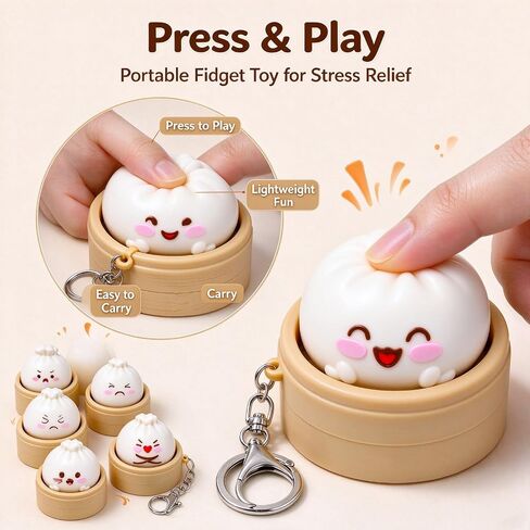 5‑Pack Dumpling Keyboard Fidget Toy, Keychain Stress Relief for Kids in Kuwait