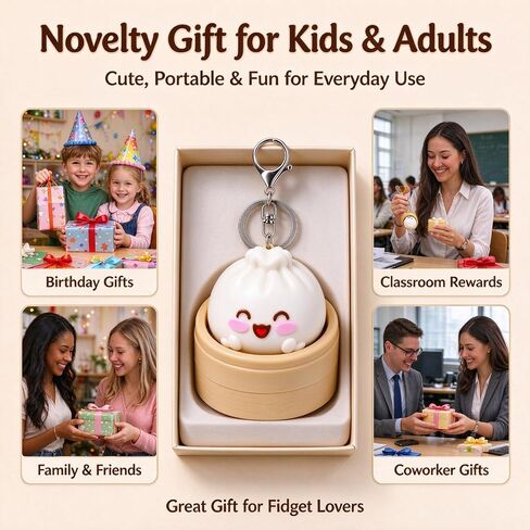 5‑Pack Dumpling Keyboard Fidget Toy, Keychain Stress Relief for Kids in Kuwait