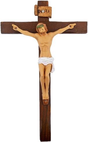 VILLAGE GIFT IMPORTERS Resin Wall Crucifix | Jesus Nailed to the Cross Figure | 5 Sizes | Hang Above Door for Protection | Christian Home Goods (Small - 12") in Kuwait