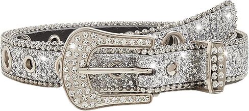 INOGIH Rhinestone-Belt for Women Girls,Western Cowgirl Cowboys Bling Studded Leather Diamond Belt for Jeans Dress in Kuwait