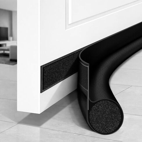 HomeProtect Door Draft Stoppers 30 Inches Door Weather Stripping for Bottom of Door 30 Inch Door Sweep for Exterior & Interior Doors Noise Air Smoke Dust Blocker, Black in Kuwait