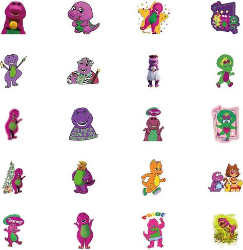 62pcs Barney Stickers Decals Pack，Construction Cute Cartoon Stickers Vinyl Reusable Non-Repeating Waterproof Vinyl Decals，for Water Bottle Phone Laptop Scrapbook Skateboard Luggage in Saudi Arabia