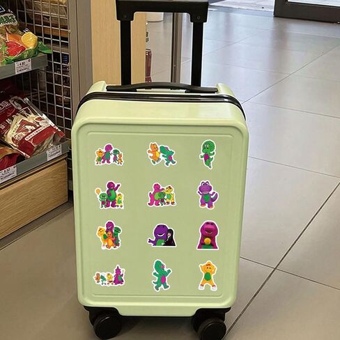 62pcs Barney Stickers Decals Pack，Construction Cute Cartoon Stickers Vinyl Reusable Non-Repeating Waterproof Vinyl Decals，for Water Bottle Phone Laptop Scrapbook Skateboard Luggage in Saudi Arabia