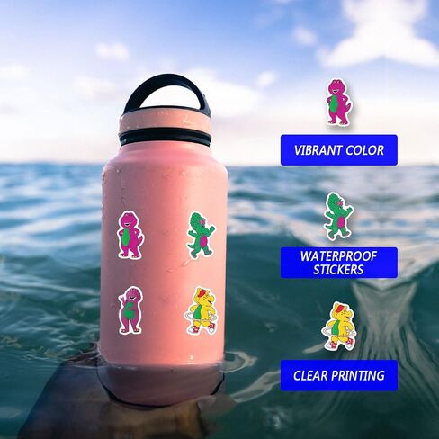 62pcs Barney Stickers Decals Pack，Construction Cute Cartoon Stickers Vinyl Reusable Non-Repeating Waterproof Vinyl Decals，for Water Bottle Phone Laptop Scrapbook Skateboard Luggage in Saudi Arabia
