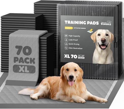 Powools Charcoal Puppy Pads for Dogs, 34 x 28 in, 6-Layer, 100-Pack in Saudi Arabia