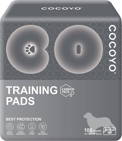 COCOYO Dog Training Pads 丨 Carbon Absorb Eliminating Urine Odor Doggie Training Pads 丨 Premium Charcoal Dog Pee Pads (100 Count, 22x22 inch),Gray in Kuwait