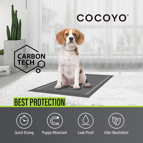 COCOYO Dog Training Pads 丨 Carbon Absorb Eliminating Urine Odor Doggie Training Pads 丨 Premium Charcoal Dog Pee Pads (100 Count, 22x22 inch),Gray in Kuwait