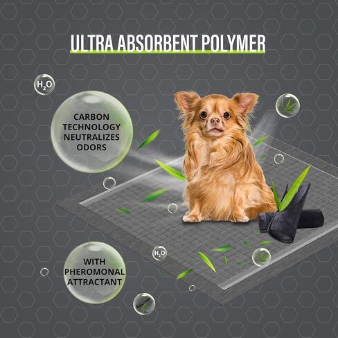 COCOYO Dog Training Pads 丨 Carbon Absorb Eliminating Urine Odor Doggie Training Pads 丨 Premium Charcoal Dog Pee Pads (100 Count, 22x22 inch),Gray in Kuwait