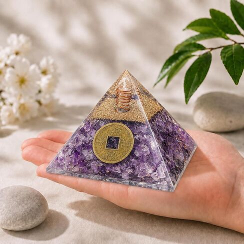 Crocon Orgone Pyramids of 7 Colors Onyx (Set of 7) Handmade Healing Pyramid Set orgonite Reiki Charged organite Home Table Office Decoration Positive Energy Enlightened Meditation 20-25 mm. in Kuwait