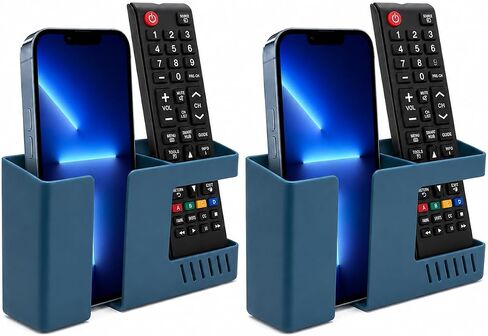 D3 Wall Mount Phone Holder, Punch-Free Wall-Mounted Mobile Phones Charging to Stand, Sticky Remote Control Storage Box Bedside Lazy Mobile Phone Rack, Multipurpose Storage Box (2 Pack-Blue) in Kuwait