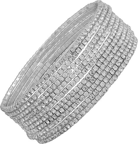GUESS Silver-Tone 10 piece Rhinestone Stretch Stack Bracelet in Kuwait