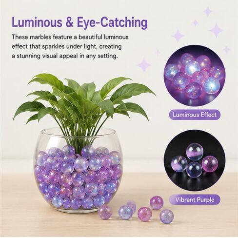 10 Pcs Purple Glass Marbles 12mm for Vase and Aquarium Decor ﻿ (Paradiso) in Kuwait