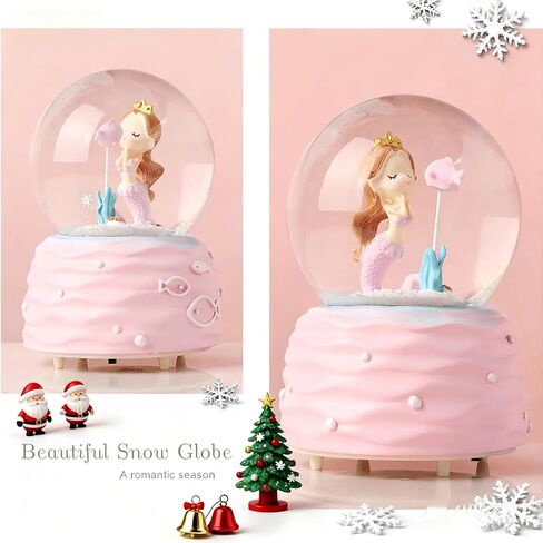 Mermaid Snow Globes,Snowglobes with Musical,LED Lights, Gifts for Girls,Birthday Christmas Festival Gift for 5-12 Year Old Girls (Blue) in Kuwait