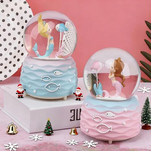 Mermaid Snow Globes,Snowglobes with Musical,LED Lights, Gifts for Girls,Birthday Christmas Festival Gift for 5-12 Year Old Girls (Blue) in Kuwait