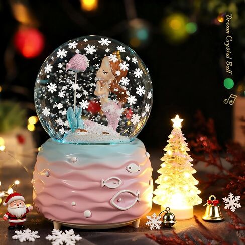 Mermaid Snow Globes,Snowglobes with Musical,LED Lights, Gifts for Girls,Birthday Christmas Festival Gift for 5-12 Year Old Girls (Blue) in Kuwait