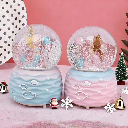 Mermaid Snow Globes,Snowglobes with Musical,LED Lights, Gifts for Girls,Birthday Christmas Festival Gift for 5-12 Year Old Girls (Blue) in Kuwait