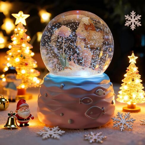 Mermaid Snow Globes,Snowglobes with Musical,LED Lights, Gifts for Girls,Birthday Christmas Festival Gift for 5-12 Year Old Girls (Blue) in Kuwait