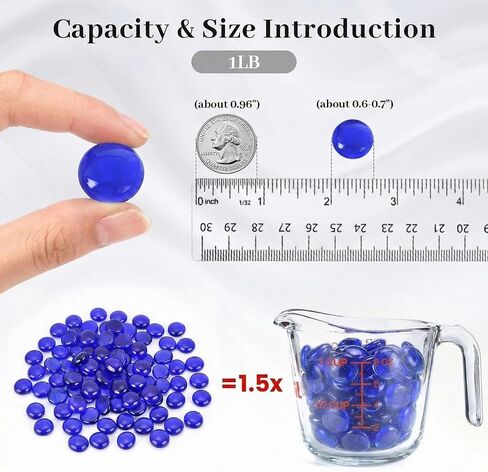 FUTUREPLUSX Mixed and Dark Blue Flat Glass Marbles Bundle, Decorative Pebbles Gems Vase Fillers for Floral Arrangements, Polished Stones for Fish Tank Aquarium or Table Scatter Decor in Kuwait