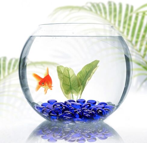 FUTUREPLUSX Mixed and Dark Blue Flat Glass Marbles Bundle, Decorative Pebbles Gems Vase Fillers for Floral Arrangements, Polished Stones for Fish Tank Aquarium or Table Scatter Decor in Kuwait