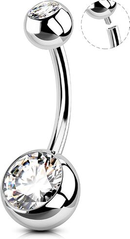 OUFER Belly Button Rings Surgical Stee, Internally Threaded Belly Rings, 14G Belly Piercing Jewelry, Belly Button Rings, Navel Piercing Jewelry For Women Men in Kuwait
