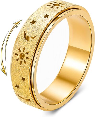 Sun Moon Star Fidget Ring Toys Adults Anxiety Relief Spinner Women in Kuwait