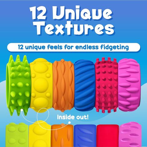 BunMo Fidget Rings – Sensory Rings for Kids, 18 Pack Silicone Ring Fidget Set with 6 Textures – Colorful Fidget Ring for Kids, Ring Fidget Toys for Classroom, Travel & Play – Ages 3+ in Saudi Arabia