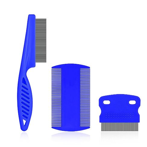 SKYPIA Multipurpose Fine Tooth Grooming Comb - 3 Packs, for Dogs, Cats, Puppies, Kittens, Removes Fleas, Ticks, Lice, Dandruff, and Hair Lice (Blue) in Saudi Arabia